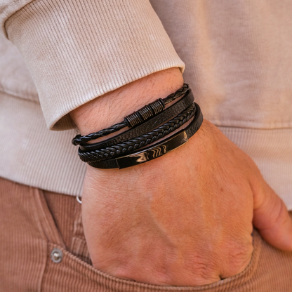 Layered Armband met Gravure - Aan mijn man