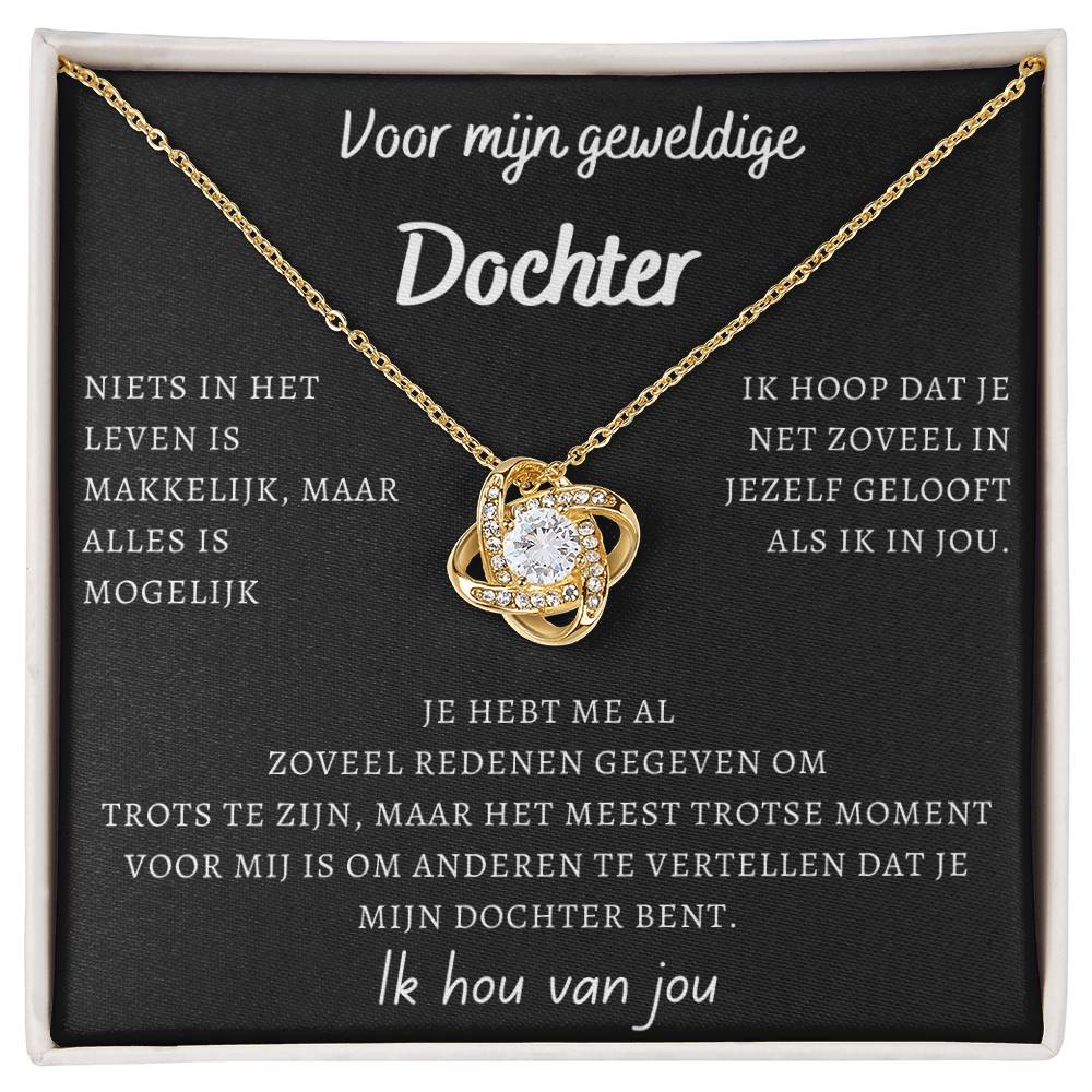 Voor mijn geweldige Dochter - Liefdesknoop Halsketting