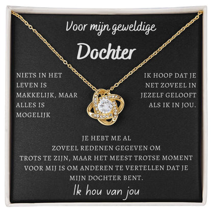 Voor mijn geweldige Dochter - Liefdesknoop Halsketting