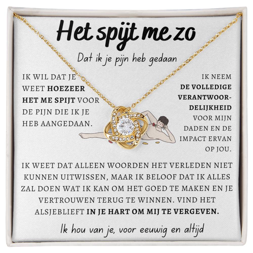 Het spijt me zo, Ik hou van je - Liefdesknoop Halsketting