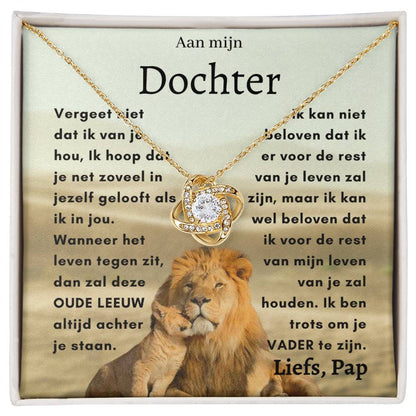Aan mijn Dochter - Liefdesknoop Halsketting - Oude Leeuw