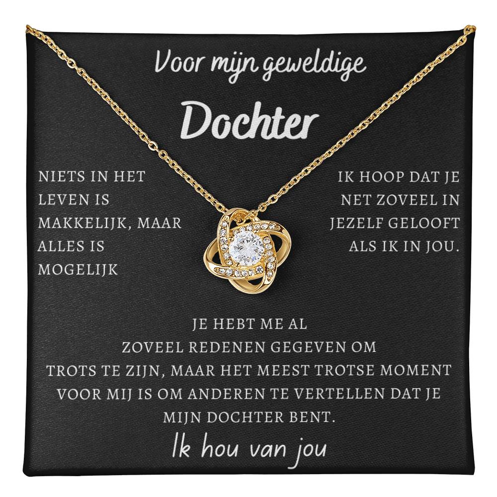 Voor mijn geweldige Dochter - Liefdesknoop Halsketting