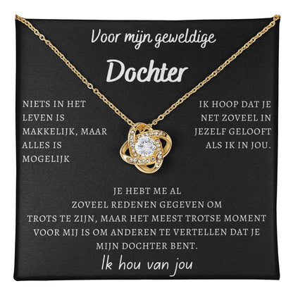 Voor mijn geweldige Dochter - Liefdesknoop Halsketting
