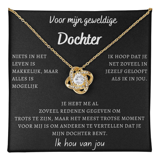 Voor mijn geweldige Dochter - Liefdesknoop Halsketting