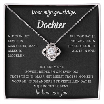 Voor mijn geweldige Dochter - Liefdesknoop Halsketting