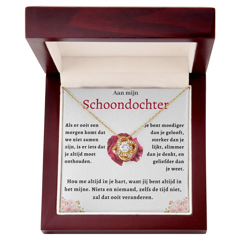 Aan Mijn Schoondochter - Je bent moediger dan je gelooft - Liefdesknoop Halsketting