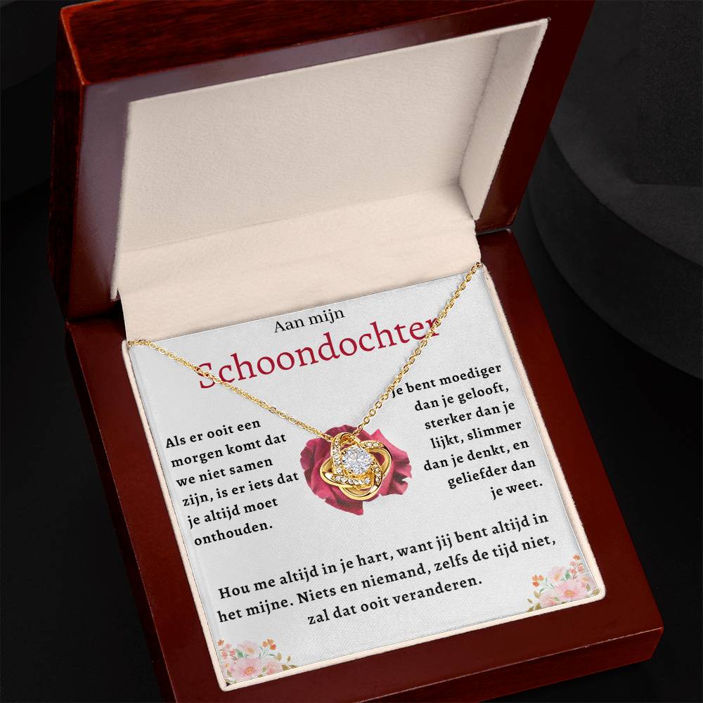 Aan Mijn Schoondochter - Je bent moediger dan je gelooft - Liefdesknoop Halsketting