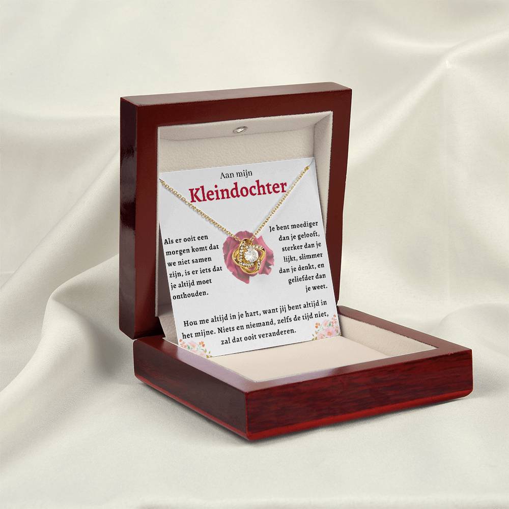 Aan mijn Kleindochter - Liefdesknoop Halsketting - Je bent moediger dan je gelooft