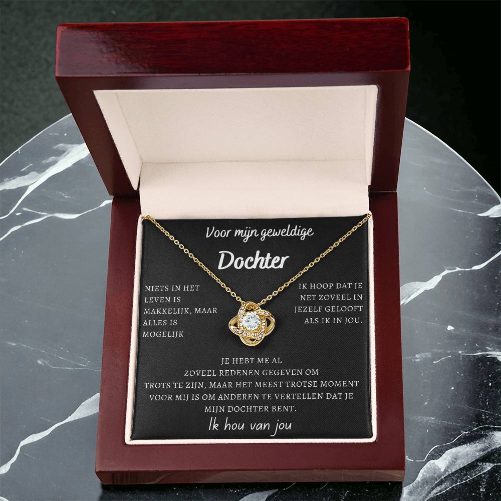 Voor mijn geweldige Dochter - Liefdesknoop Halsketting