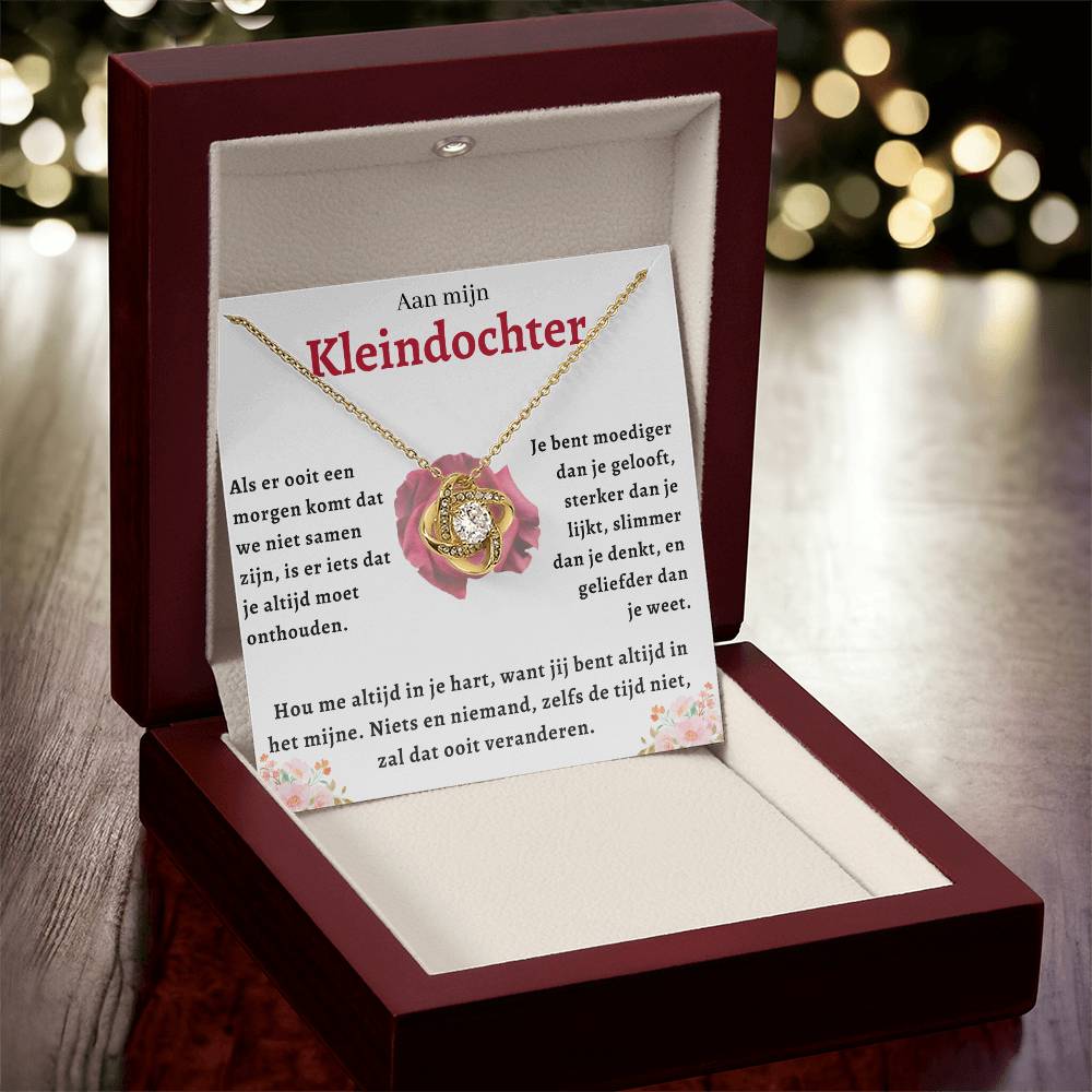 Aan mijn Kleindochter - Liefdesknoop Halsketting - Je bent moediger dan je gelooft