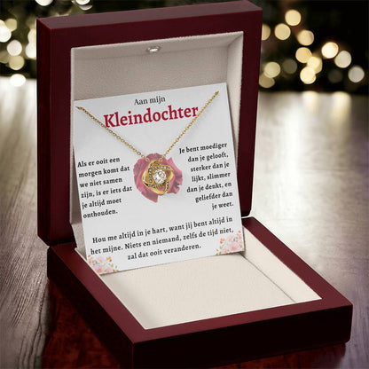 Aan mijn Kleindochter - Liefdesknoop Halsketting - Je bent moediger dan je gelooft