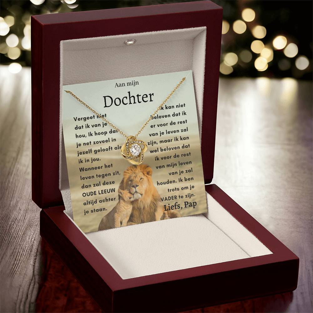 Aan mijn Dochter - Liefdesknoop Halsketting - Oude Leeuw