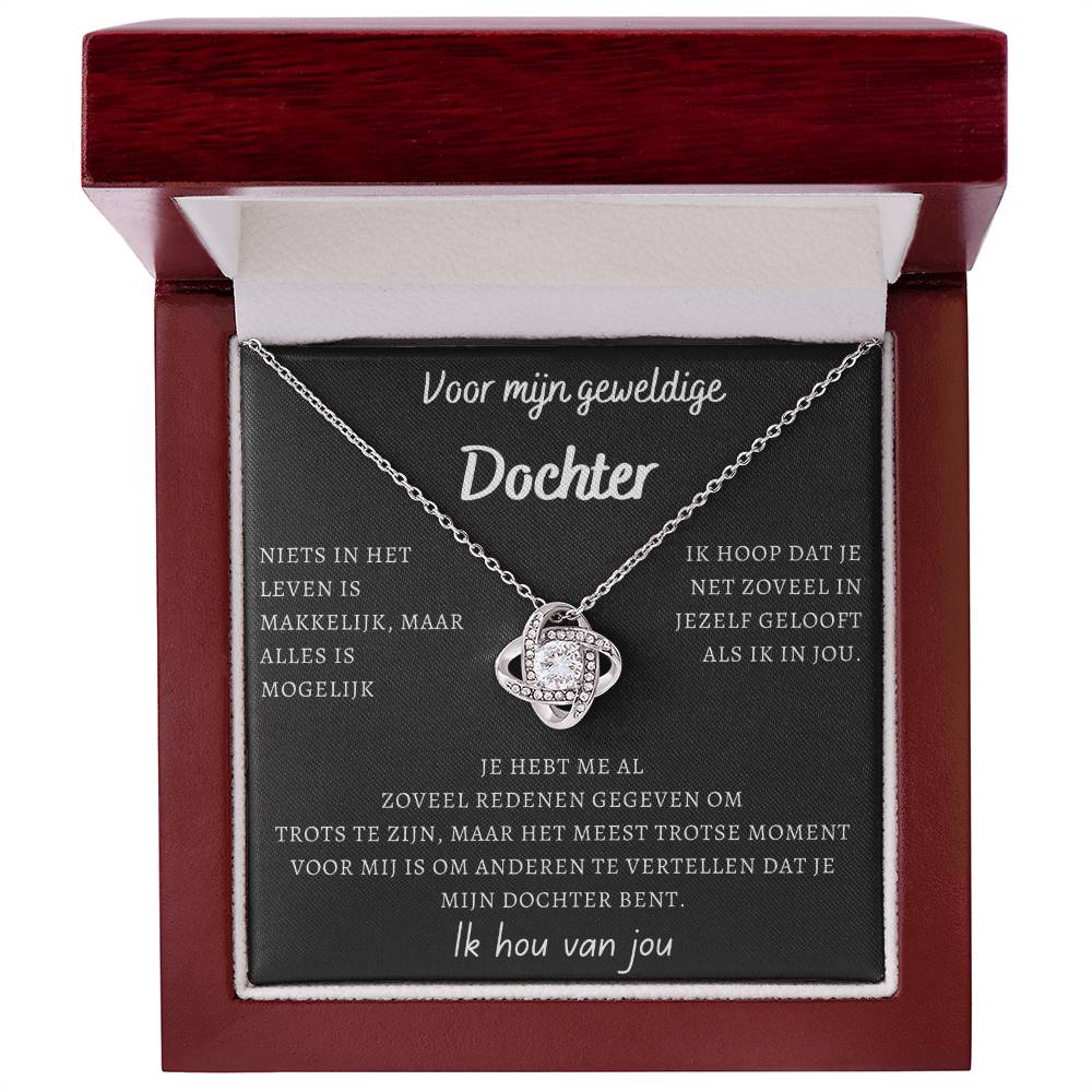 Voor mijn geweldige Dochter - Liefdesknoop Halsketting