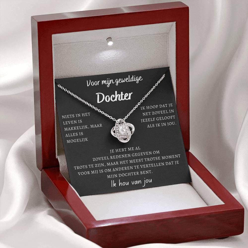 Voor mijn geweldige Dochter - Liefdesknoop Halsketting