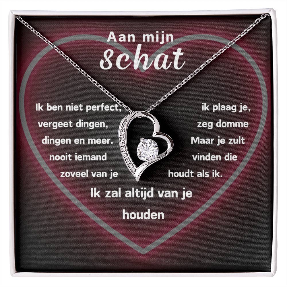 Hart ketting Aan mijn Schat, Voor Altijd, met CZ-kristal