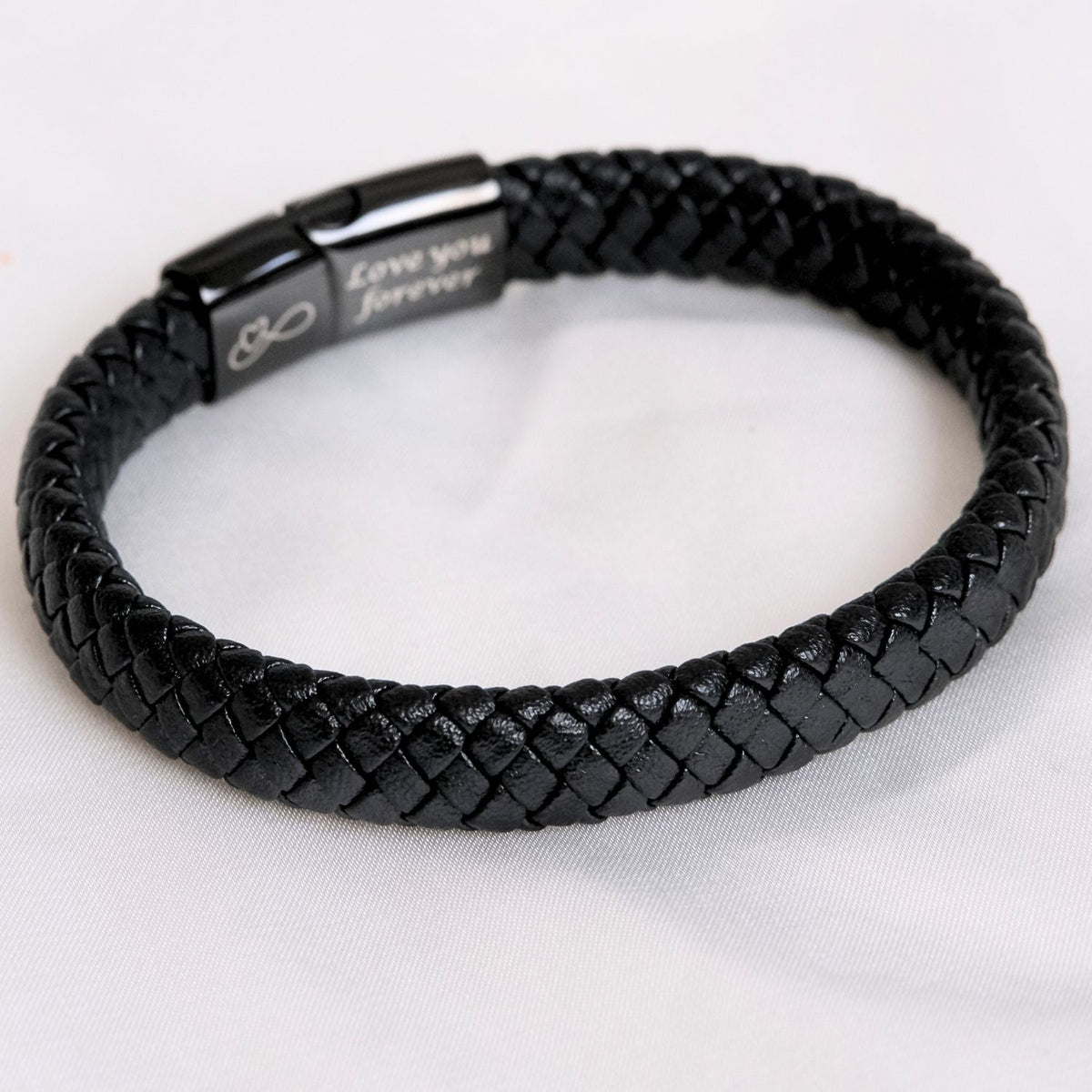 Aan mijn Man Zwarte Gevlochten Armband