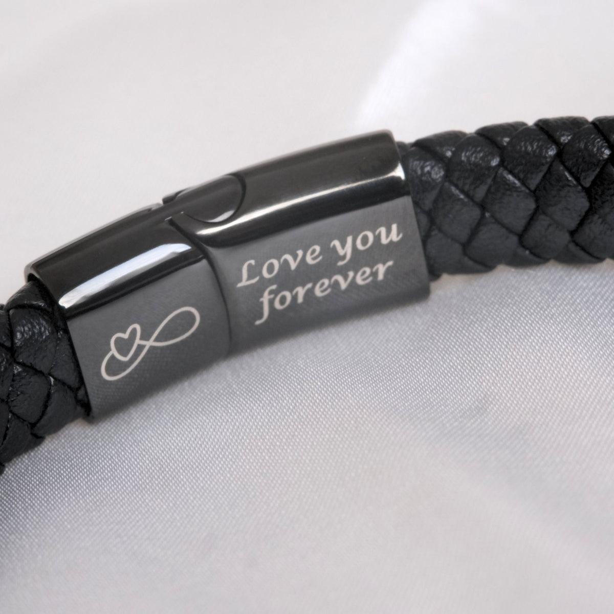 Aan mijn  zoon - Zwarte Gevlochten Armband