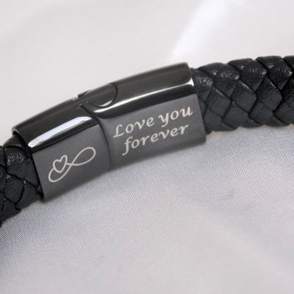 Aan mijn  zoon - Zwarte Gevlochten Armband