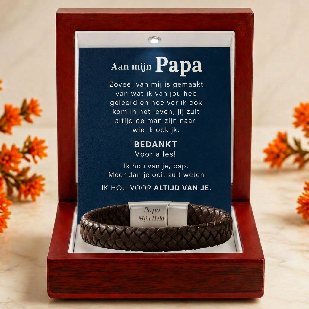 Brown braided leather bracelet for Dad
