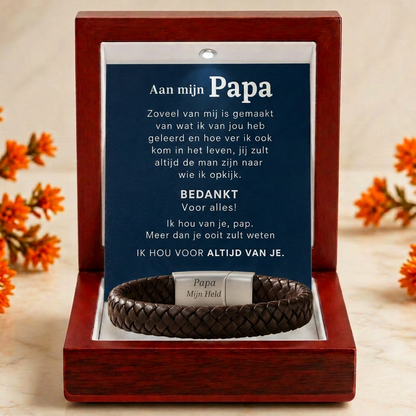 Brown braided leather bracelet for Dad