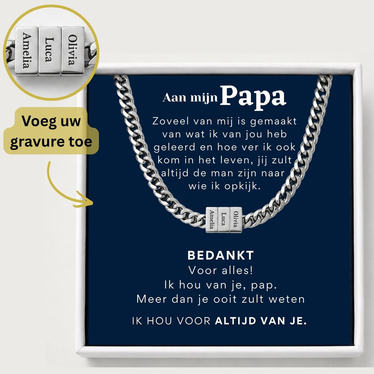 Father's Day gift, engraved love story necklace for Dad