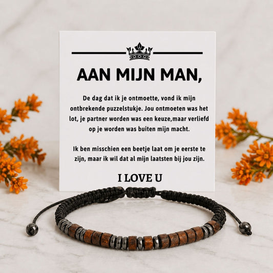 Aan mijn Man - 'I Love You' Morse code armband