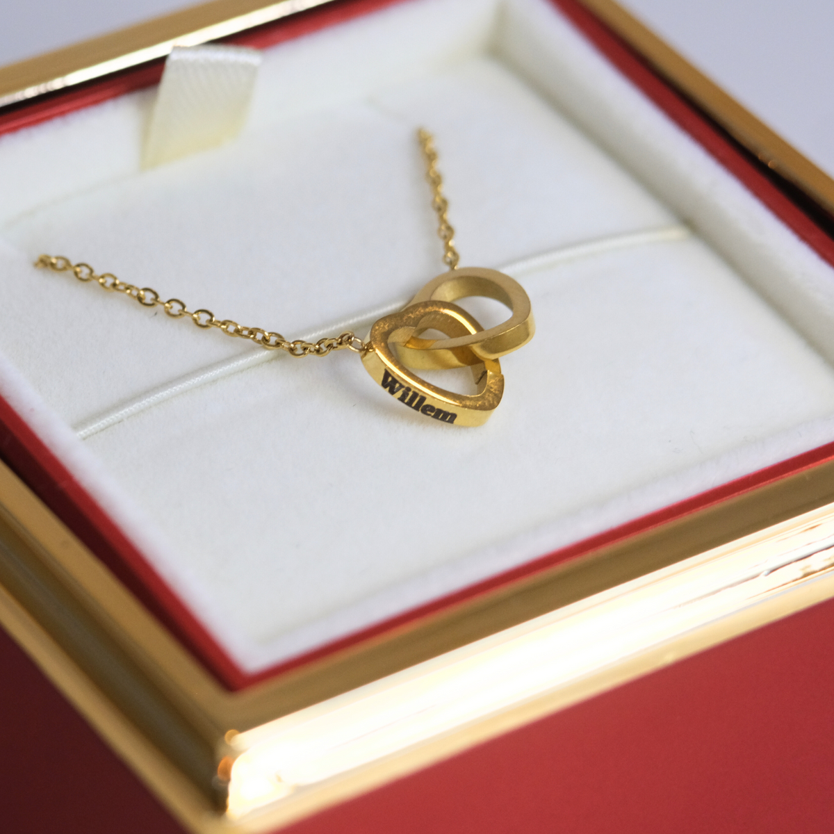 Eeuwige Roos Box - Gepersonaliseerde ketting & Echte Roos - Aan mijn schat