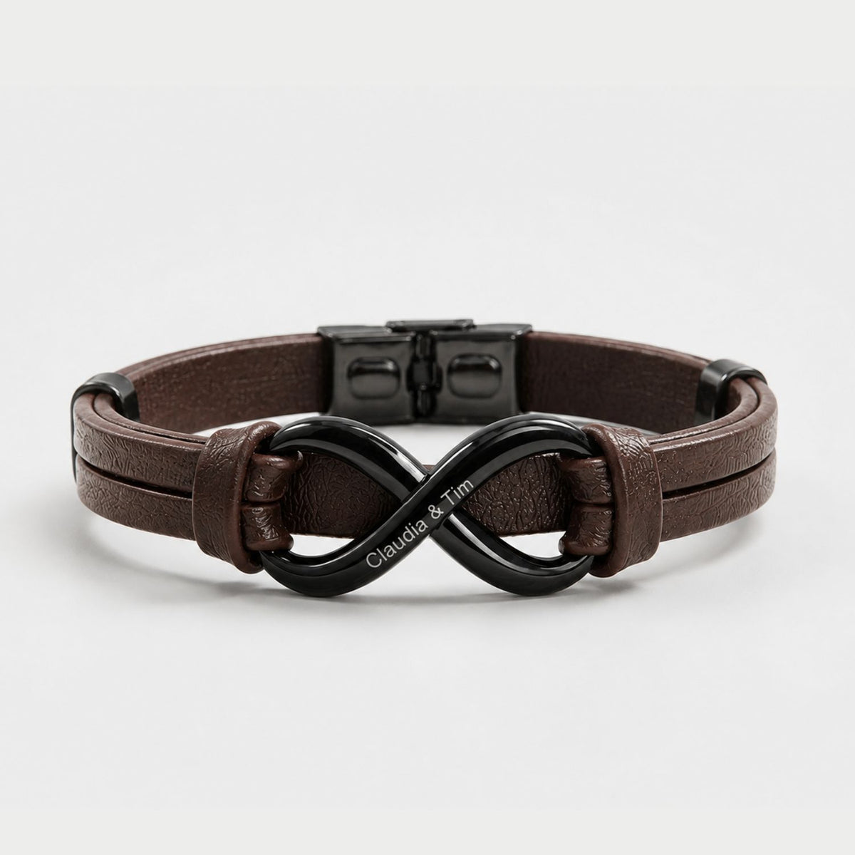 Infinity Dual Name (Adjustable) – Engraved Leather Bracelet – To My Husband