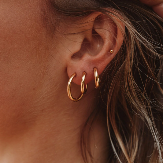 Set van 3 gouden hoop oorbellen dames - Amelia Sieraden
