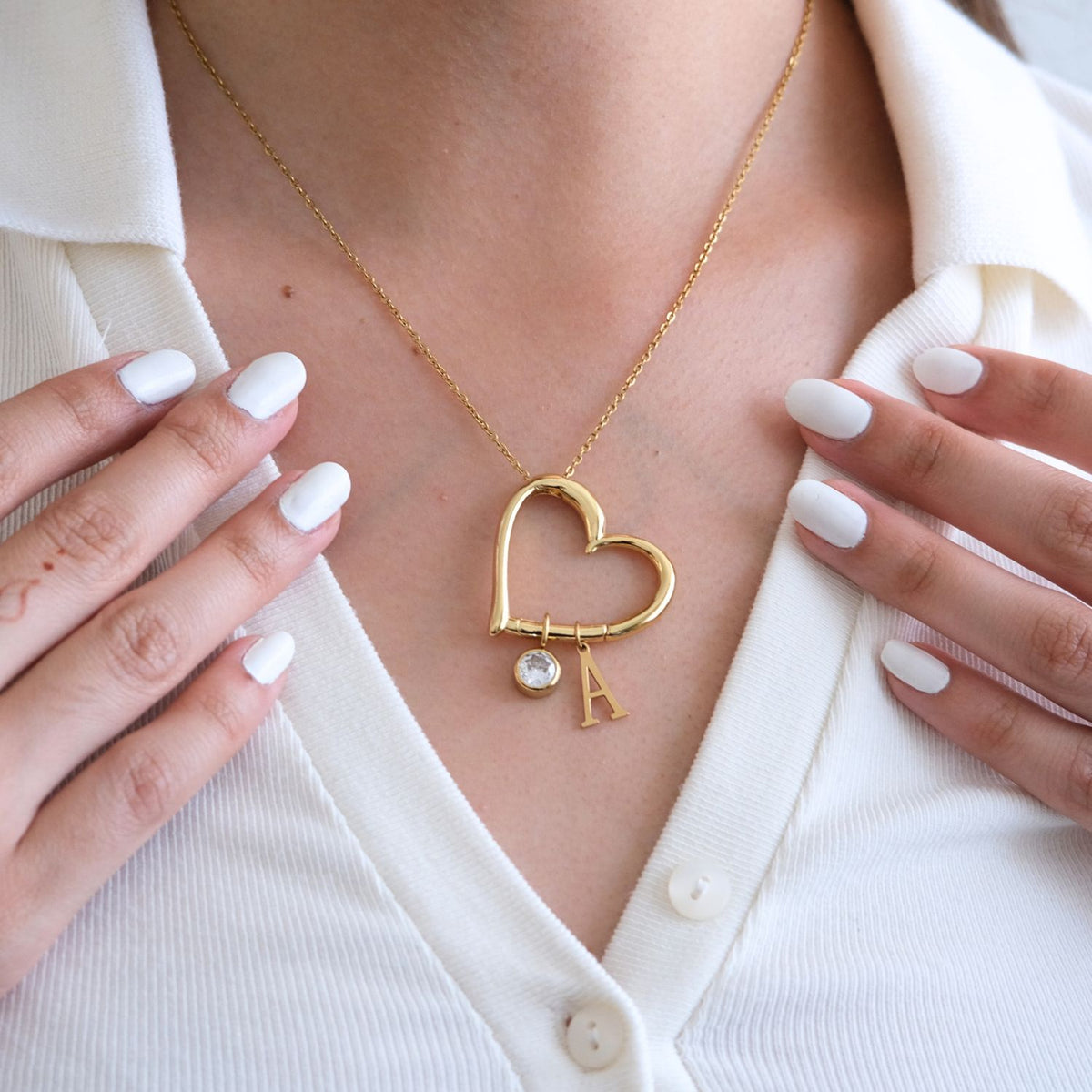 Hartketting met initialen & Echte Roos - Gepersonaliseerde
