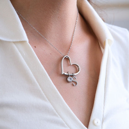 Hartketting met initialen & Echte Roos - Gepersonaliseerde