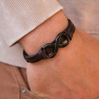 Infinity Dual Name (Adjustable) – Engraved Leather Bracelet – To My Husband