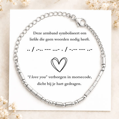 Morse Code Armbanden Set - 2x Zilver