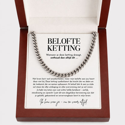 Chain necklace with gift packaging and message card