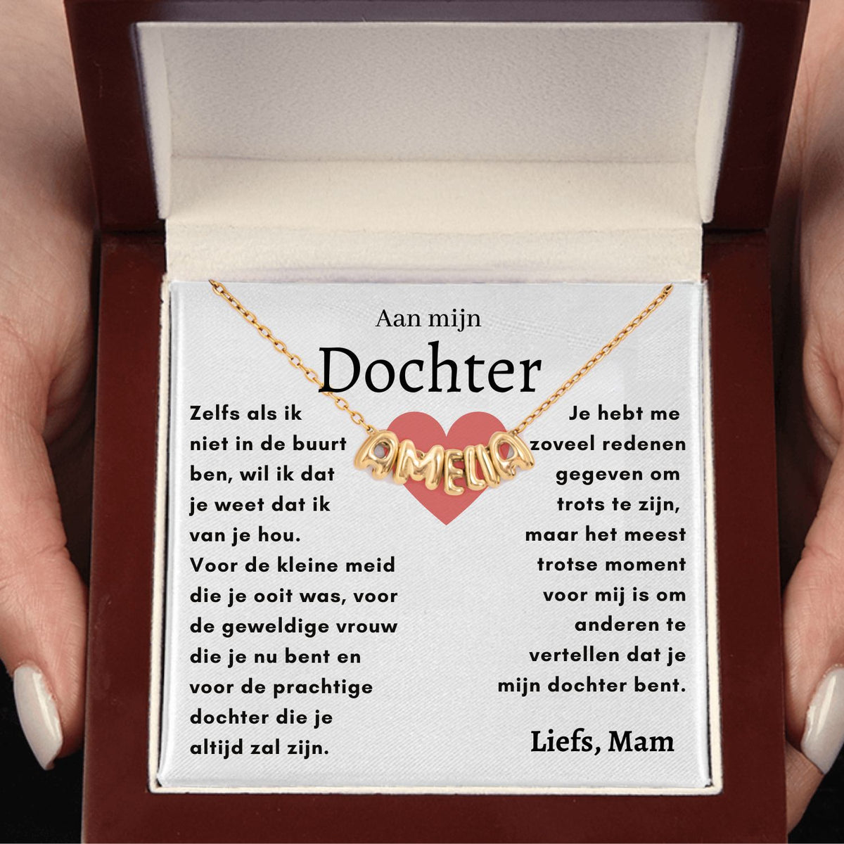 Bubble gepersonaliseerde naamketting - Aan mijn Dochter