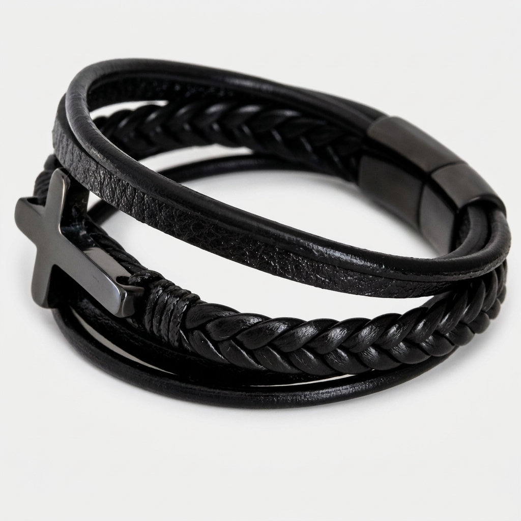 Gevlochten Kruis Armband met Gravure - Aan mijn man