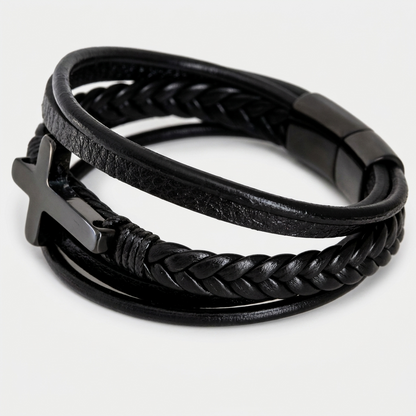 Gevlochten Kruis Armband met Gravure - Aan mijn man