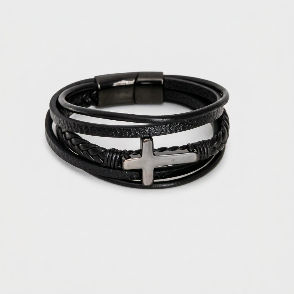 Gevlochten Kruis Armband met Gravure - Aan mijn man