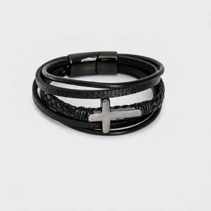 Gevlochten Kruis Armband met Gravure - Aan mijn man