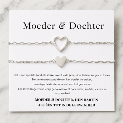 Moeder & Dochter Armband Set Hartje