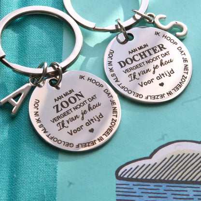Familie letter sleutelhanger - Aan mijn Zoon/Dochter, Kleinzoon/Kleindochter & Schoonzoon/Schoondochter