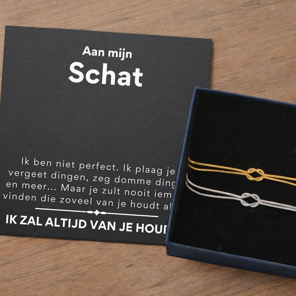 Set van 2 Liefdesknoop Armband - Aan mijn schat 1+1