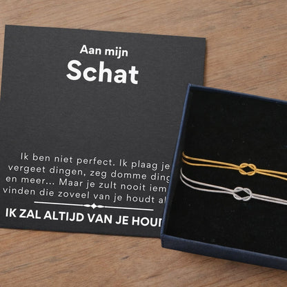 Set van 2 Liefdesknoop Armband - Aan mijn schat 1+1