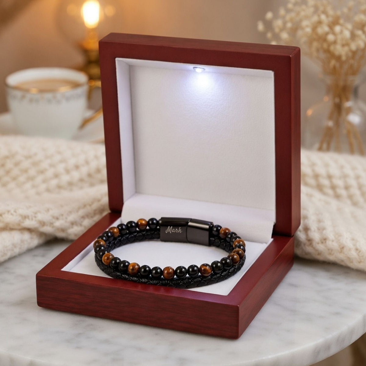 Gepersonaliseerde - Tijgeroog armband NEW