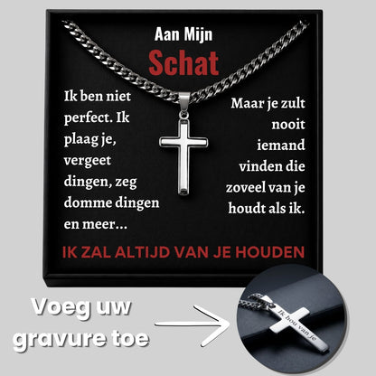Add your custom engraving to the silver cross necklace