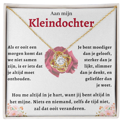 Aan mijn Kleindochter - Liefdesknoop Halsketting - Je bent moediger dan je gelooft