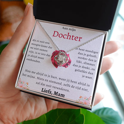 Aan mijn Dochter - Liefdesknoop Halsketting - Je bent moediger dan je gelooft