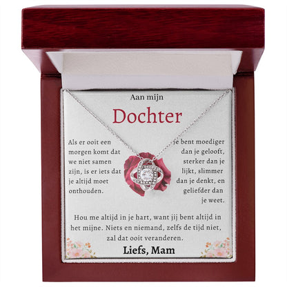 Aan mijn Dochter - Liefdesknoop Halsketting - Je bent moediger dan je gelooft
