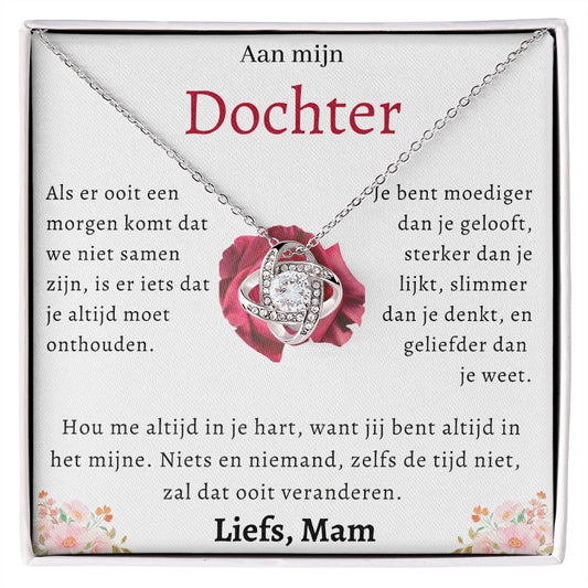 Aan mijn Dochter - Liefdesknoop Halsketting - Je bent moediger dan je gelooft