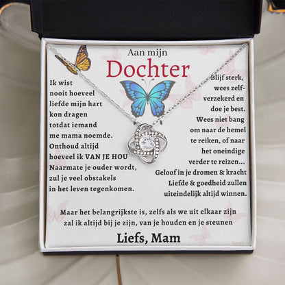 Aan mijn Dochter - Liefdesknoop Halsketting -Geloof in je dromen